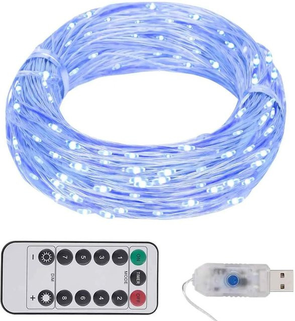vidaXL LED-Lichterkette mit 300 LEDs in Blau inklusive Fernbedienung und USB-Anschluss, Länge: 30 m - Bild 1