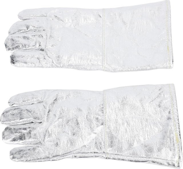 Hitzebeständige aluminisierte Schweißhandschuhe aus Baumwolle in Weiß und Silber - Bild 1