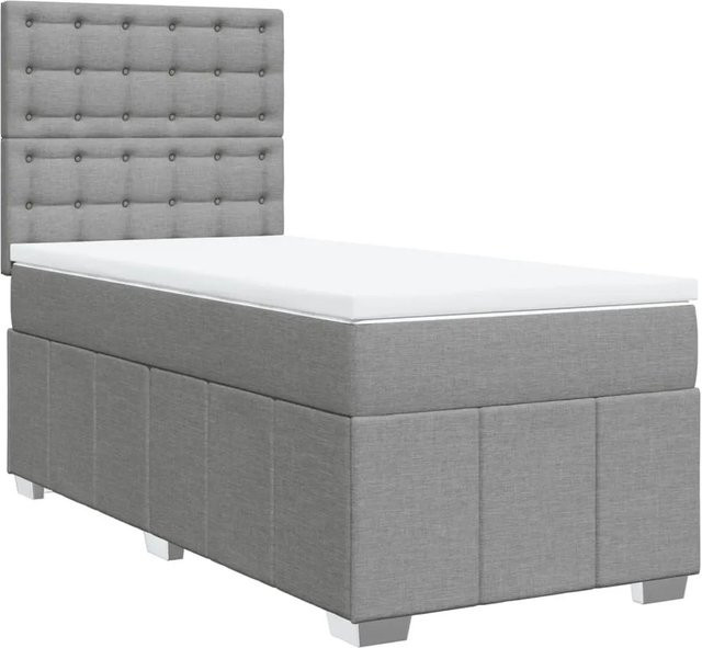 vidaXL Boxspringbett Hellgrau mit Matratze und USB-Ladeport, Hybrid-Konstruktion mit Taschenfederkern, B/T: 80 x 200 cm - Bild 1