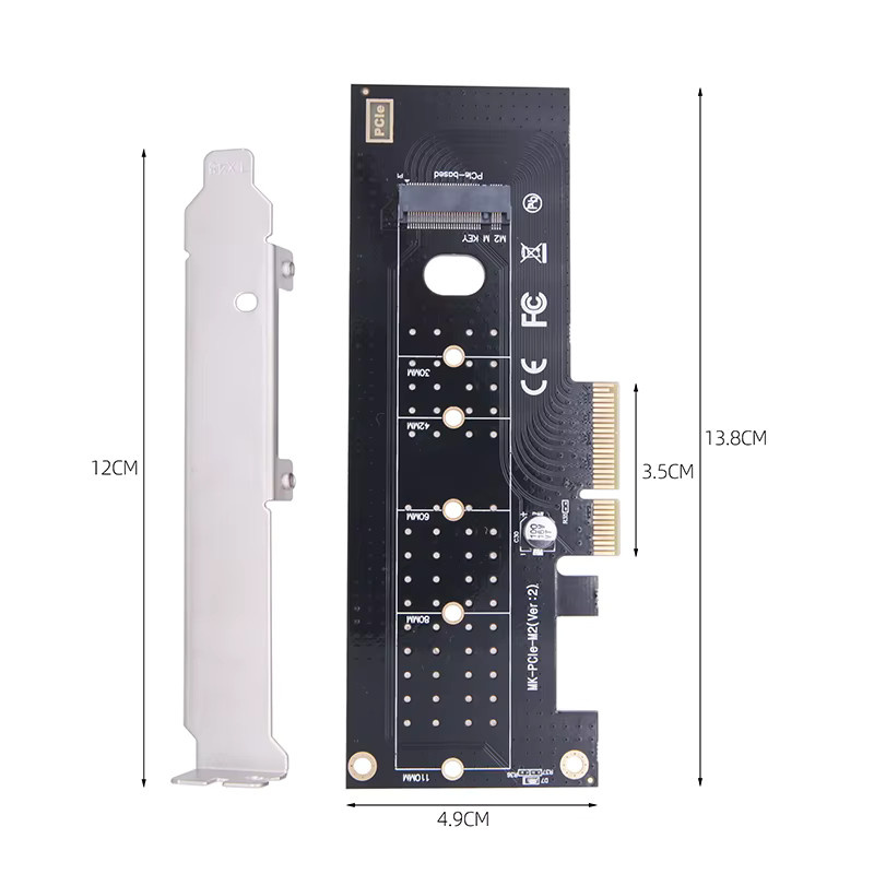 OULLX M.2 NVMe SSD zu PCIe Adapterkarte für Desktop-PCs, unterstützt 2230 2242 2260 2280 22110, Schwarz - Bild 2