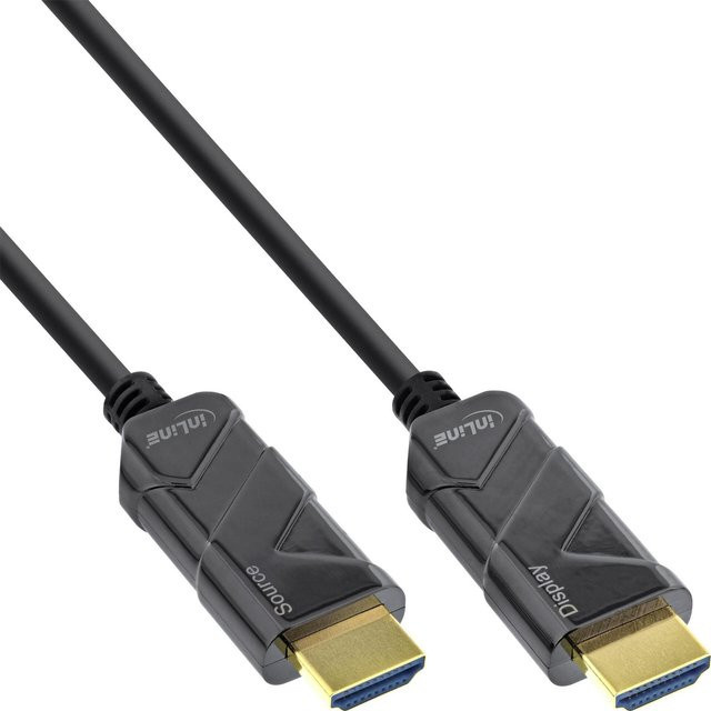 InLine HDMI AOC Ultra High Speed Kabel für 8K und 4K, schwarz, Länge: 100 m - Bild 1