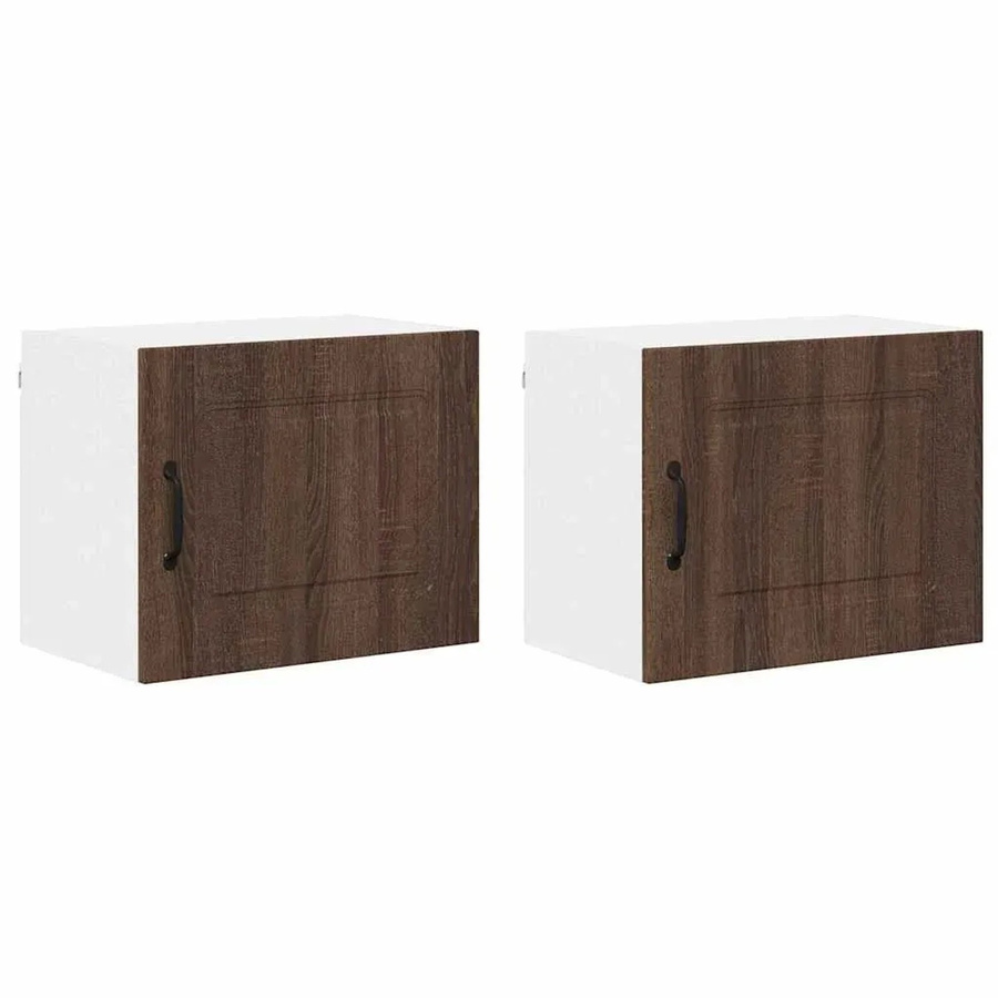 vidaXL Küchenwandschrank 2er Set in Eichen-Optik Braun, Wandmontage mit Scharniertüren und Regalböden, B/T/H: 50 x 31 x 40 cm - Bild 2