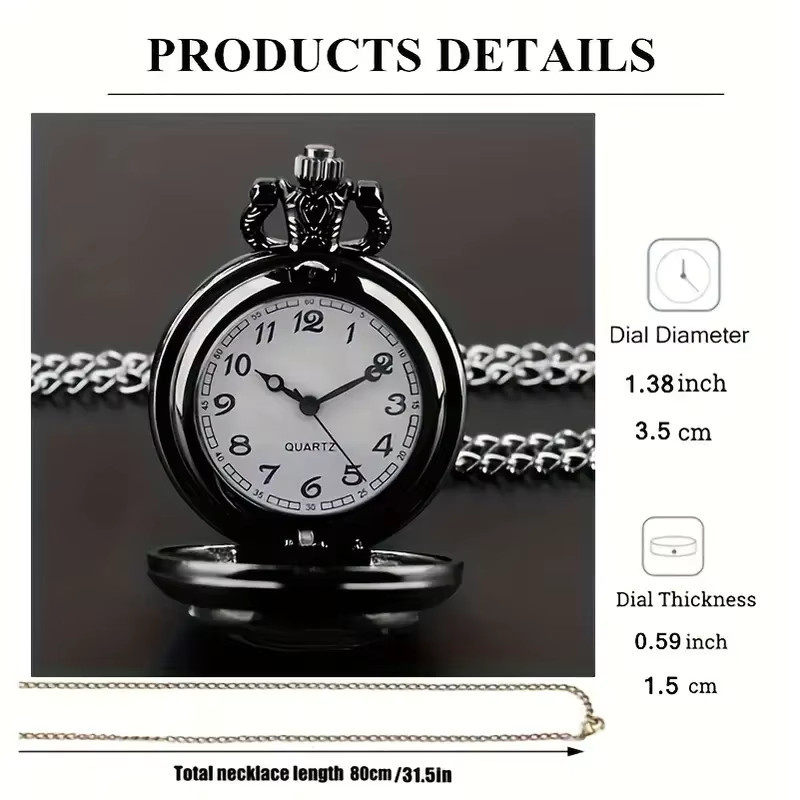 Taschenuhr Vintage, Quarz, Schwarz, Herren - Bild 2