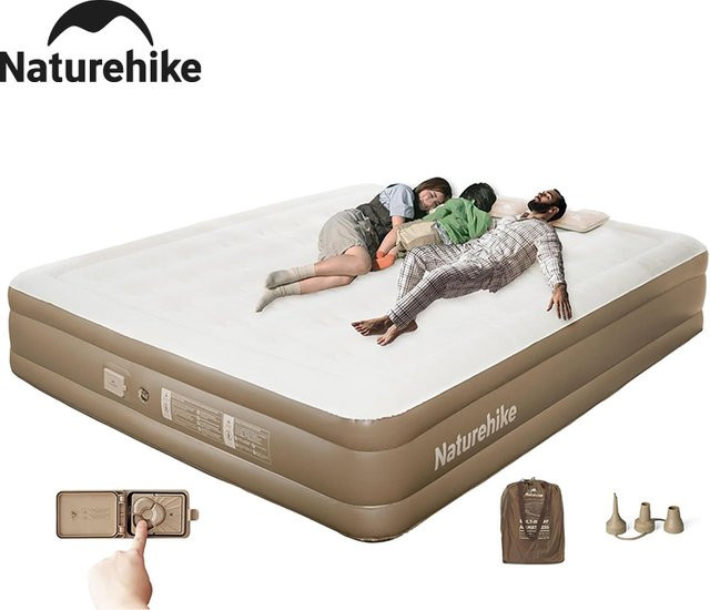 Naturehike Selbstaufblasende Luftmatratze mit Pumpe für Camping und Zuhause, Beige, Höhe: 38 cm - Bild 1