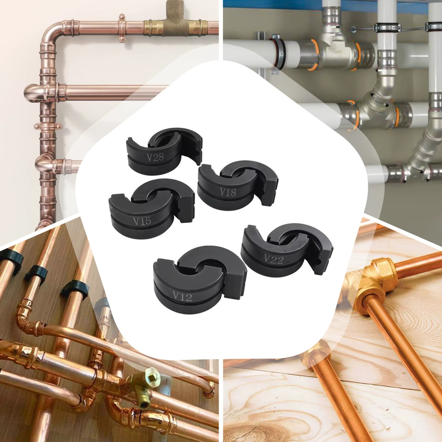 Rohrpresszange mit V-Kontur von Bymaocar aus Cr40-Stahl in Schwarz mit den Größen 12mm, 15mm, 18mm, 22mm und 28mm - Bild 5