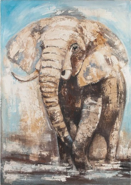 Art Universe Leinwandbild Big Elefant in Blau und Multicolour, Modernes Abstract Wandbild mit Tier-Motiv, Breite: 115 cm, Höhe: 150 cm - Bild 1