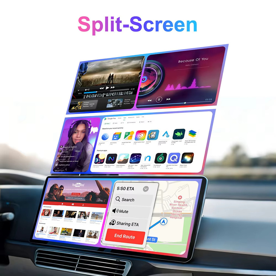 EzoneTronics Android 14 CarPlay AI Box Kabelloser CarPlay und Android Auto Adapter mit Spiegelteiler für YouTube und Netflix in Schwarz oder Weiß - Bild 6