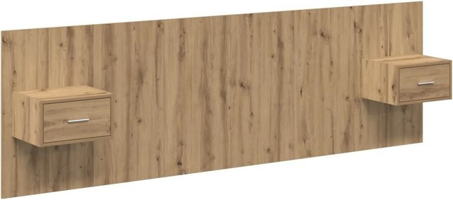 vidaXL Kopfteil-Set mit 2 Nachttischen in Artisan-Eiche, 3-teiliges Schlafzimmer-Set aus Holzwerkstoff, Braun - Bild 1