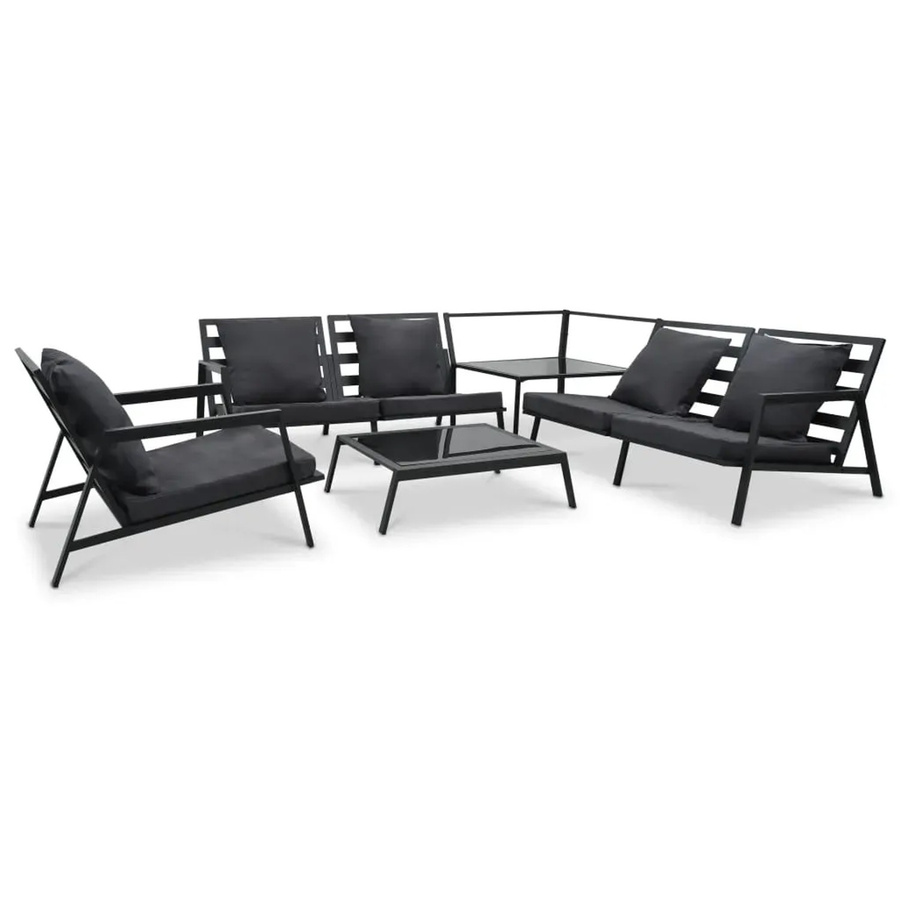 vidaXL 5-tlg Garten-Lounge-Set in L-Form aus Aluminium mit Auflagen in Anthrazit - Bild 2