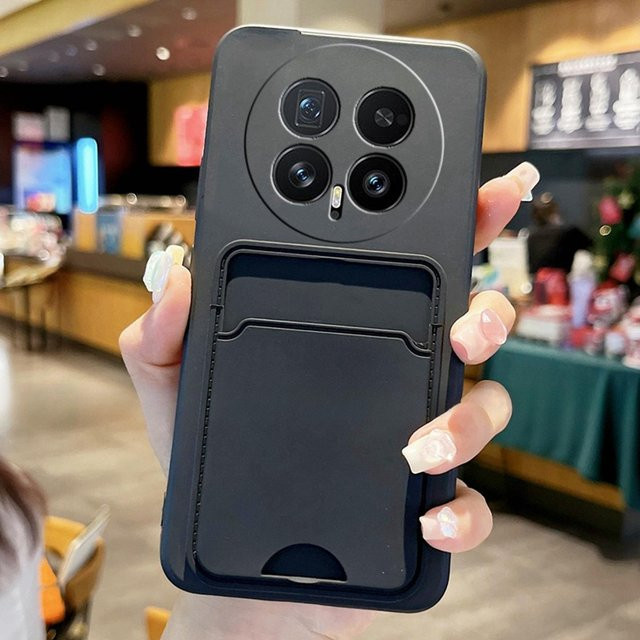 Silikon Handyhülle mit Kartensteckplatz und Kameraschutz für Honor Magic 8 Pro, Magic 8 Lite und Magic 8 in Schwarz - Bild 1