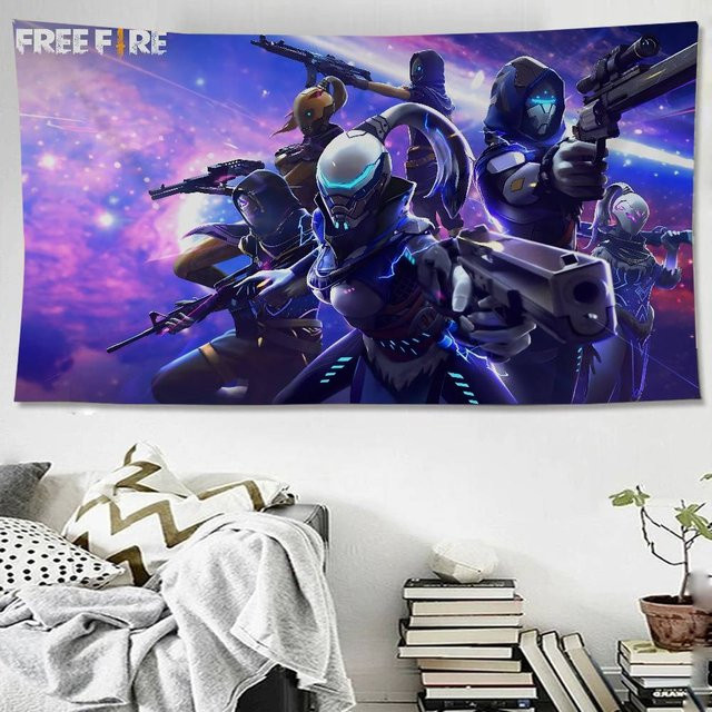 G-GARENA FREE FIRE Hängender böhmischer Wandteppich im Hippie-Stil als Wandbehang zur Heimdekoration - Bild 1