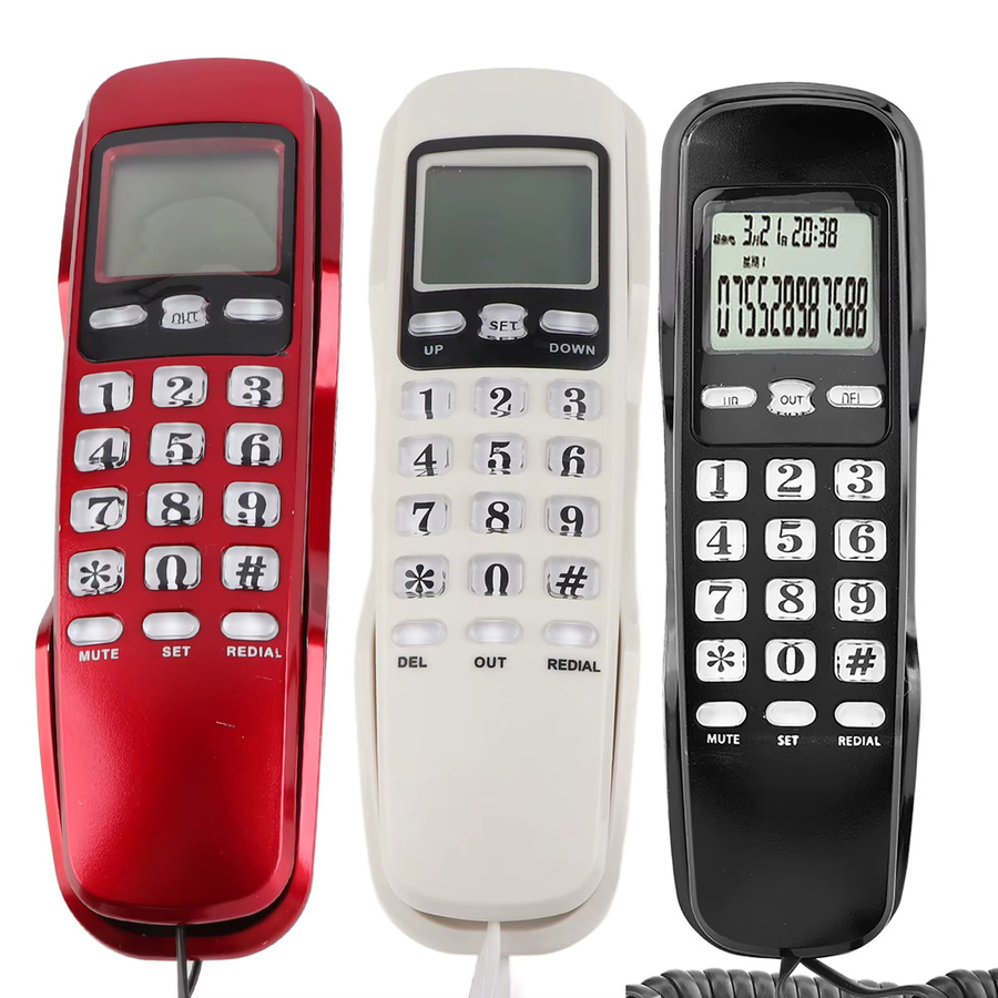 Qiilu Mini-Wandtelefon mit LCD-Display und Anrufer-ID in Rot - Bild 5