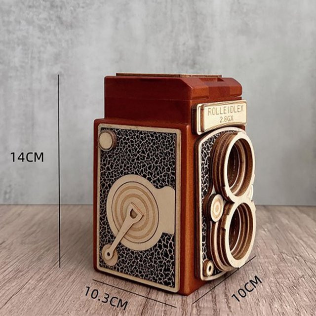 Yiran Furniture Retro Kamera aus Holz Spieluhr - Bild 1