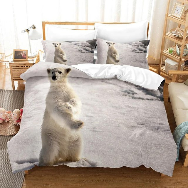 Bettwäsche Set mit Bär Motiv von JMG Household Supplies, weißes Microfaser Bettwäsche Set für Erwachsene und Kinder, bestehend aus Bettbezug und Kissenbezug, B/H: 135 x 200 cm - Bild 1