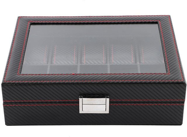 KONNWEI Uhrenbox Reise, Carbon Fiber, 10 Slot, schwarz, Unisex - Bild 1