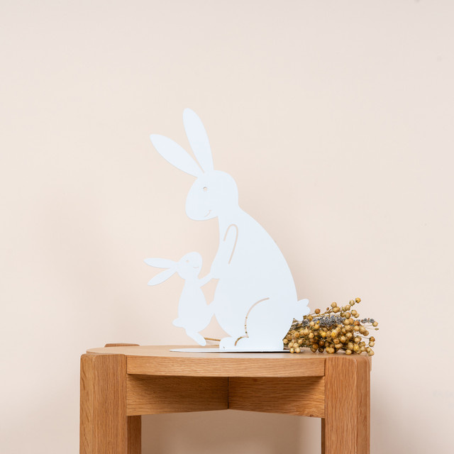 BLUME2000 Metall Silhouette Hase Weiß Sitzend für Ostern als Tischdekoration - Bild 1