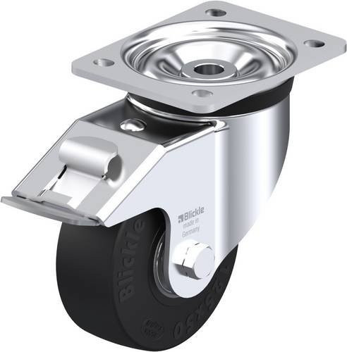Blickle Lenkrolle LK-SE 125K-FI mit Feststeller in Schwarz und Silber, Rad-Durchmesser: 12,5 cm, Tragfähigkeit: 320 kg - Bild 1