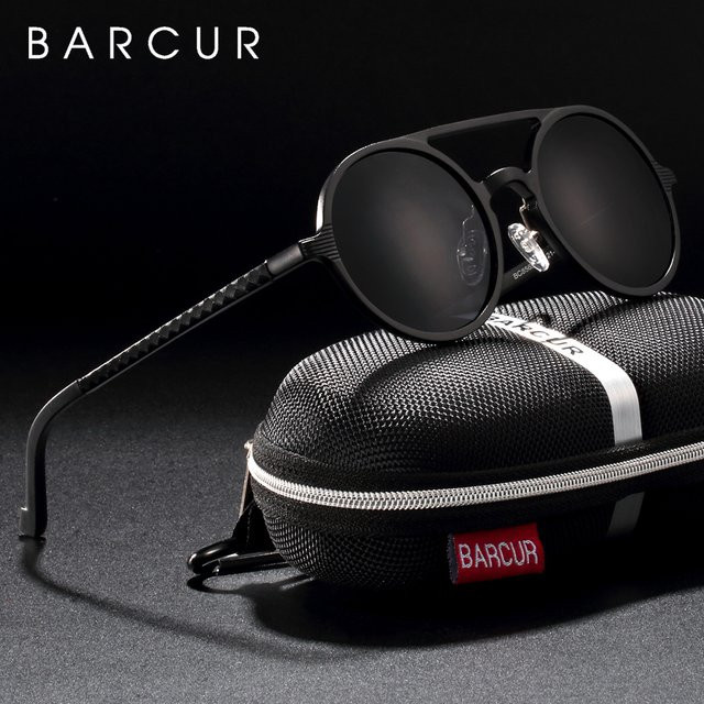 BARCUR Sonnenbrille, Herren, Vollrand, Rund, Aluminium, polarisiert - Bild 1