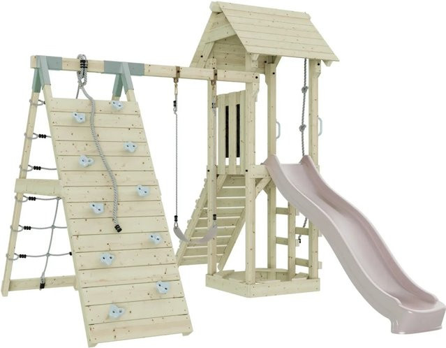 OutdoorToys Spielturm Trondheim mit Kinderschaukel in Altrosa - Bild 1