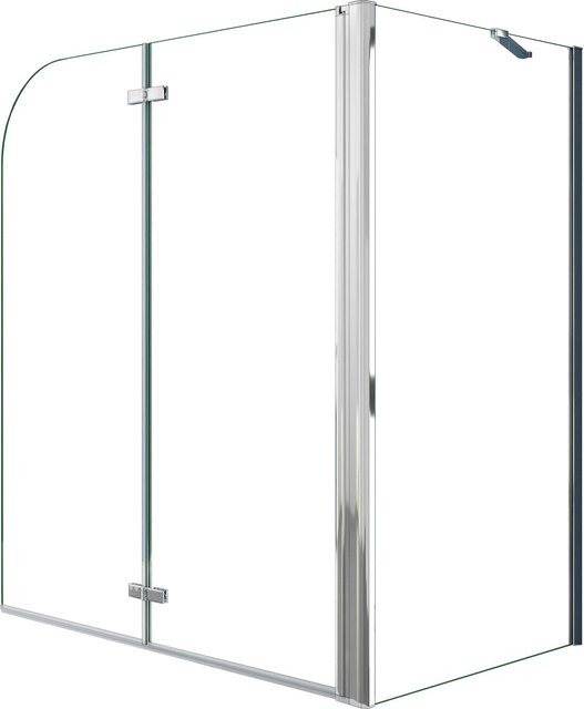 AICA Badewannenaufsatz Duschabtrennung Faltwand aus Glas in Transparent mit Easy-Clean-Beschichtung, 2-teilig, Farbe: Clear/Silber, B/H: 90 x 140 cm und 80 x 140 cm - Bild 1