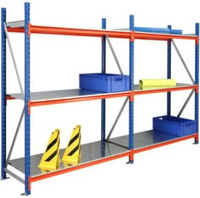 Regalwerk EMMA-Weitspannregal mit Stahleinlage in Blau, H x B x T: 300 x 270 x 80 cm - Bild 1