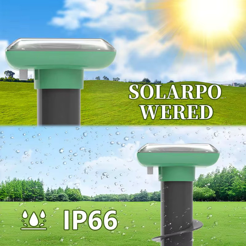 SAIJZEK Solarbetriebener Ultraschall-Schädlingsvertreiber IP66 Wasserdicht in Grün für Schlangen, Ratten, Vögel und Nagetiere zur Tierkontrolle im Garten und Außenbereich - Bild 2
