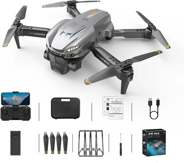 LYZRC A16Max Mini RC Drohne mit HD Weitwinkel Kamera, Faltbarer Quadcopter mit WIFI FPV und Höhenhaltung, Silber - Bild 1
