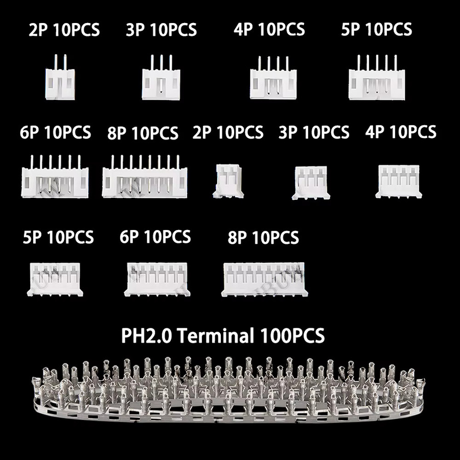 220 Stück JST Stecker und Buchse Steckverbinder-Set in Weiß mit 2P bis 8P Pin-Anschlüssen und 2,0mm Rastermaß - Bild 3