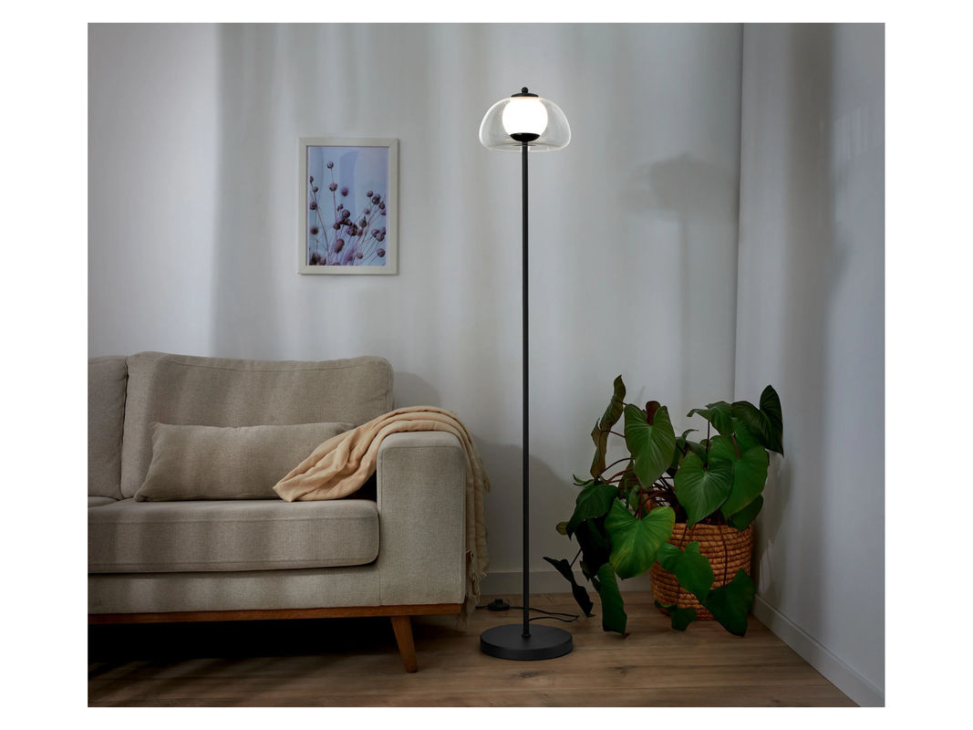 LIVARNO HOME LED-Stehleuchte mit transparentem Glasschirm und Stahlgestell in Transparent - Bild 3
