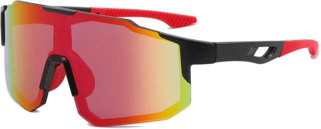 Techsuit 9337 Sportsonnenbrille, Unisex, Vollrand, Schwarz Rot, Kunststoff - Bild 1