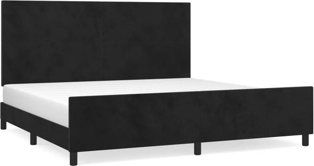vidaXL Bettgestell mit Kopfteil aus Samt in Schwarz, B/T: 200 x 200 cm - Bild 1