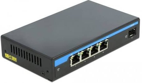 Delock Giga Ethernet Switch 4 Port 1 GBit/s PoE+ mit 1 SFP Port in Schwarz - Bild 1
