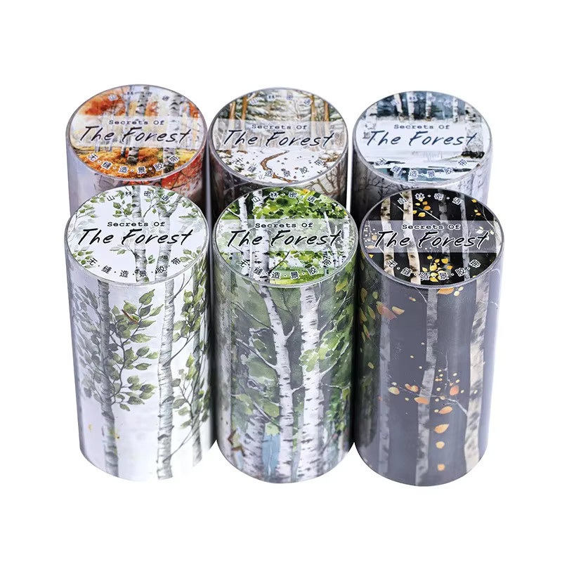 Forest Secret Washi Tape Mountain Backing Tape Vintage Design Multicolor, Breite: 80 mm, Länge: 2 m - Bild 2
