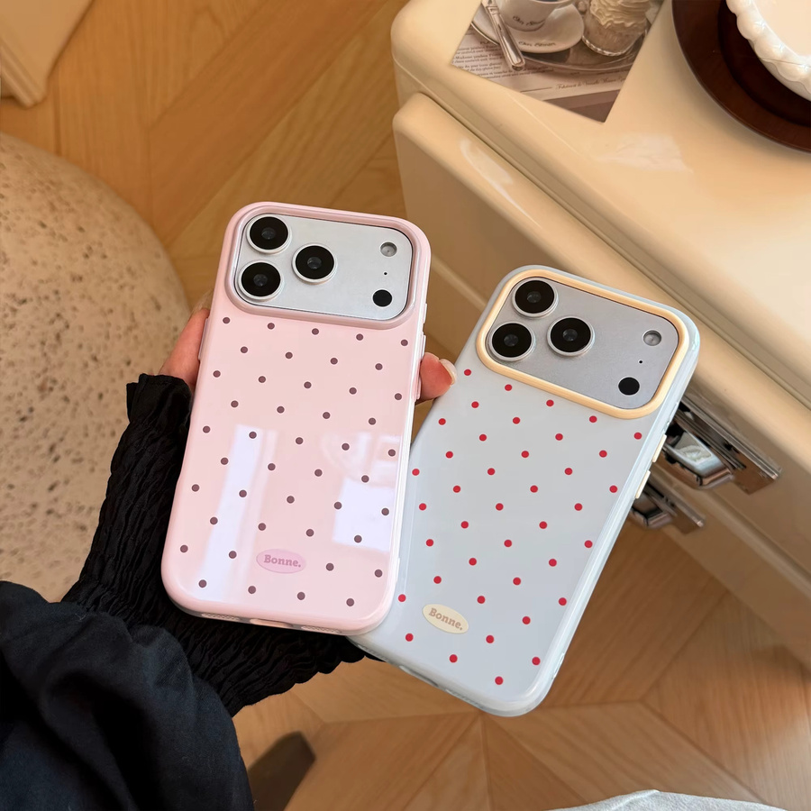 Glänzende Macaron Schutzhülle mit Polka-Dot-Muster für Apple iPhone 17 16 15 14 13 Pro Max in Multicolor - Bild 3