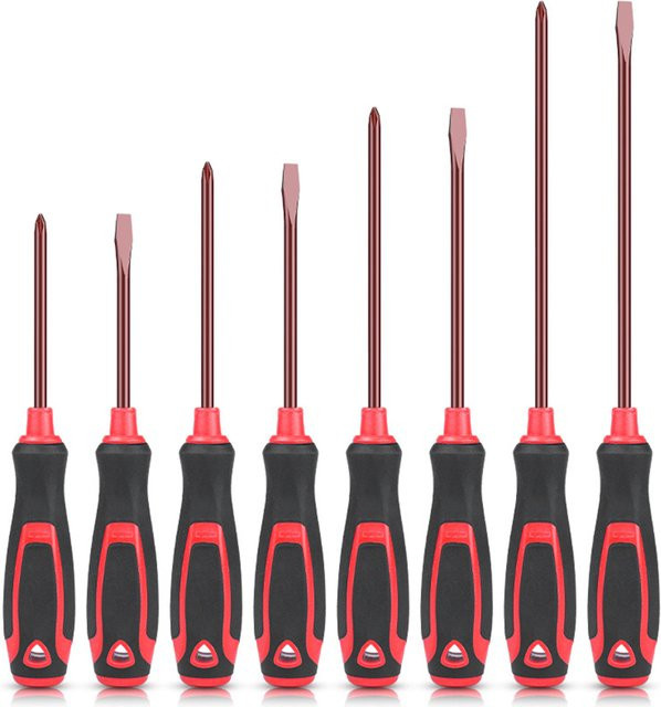 WOZOBUY 8/12-teiliges magnetisches Präzisions-Schraubendreher-Set mit Kreuzschlitz und Flachkopf und rutschfestem Griff - Bild 1