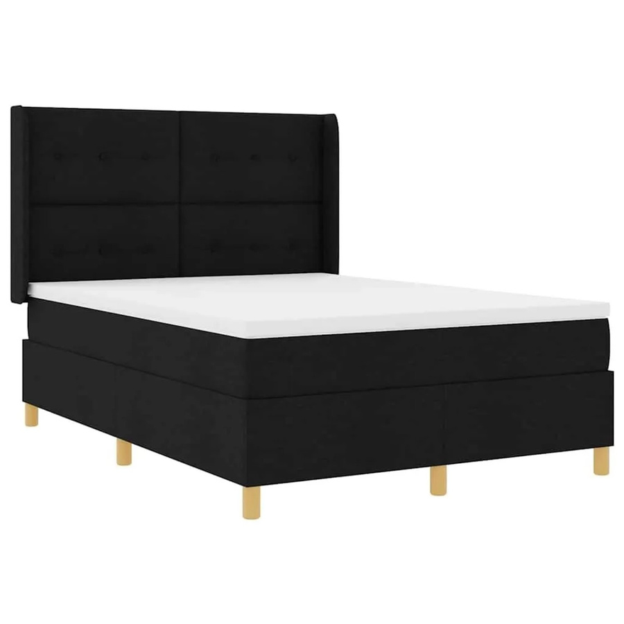 vidaXL Boxspringbett Hybrid mit Matratze und Taschenfederkern in Schwarz, B/T: 140 x 200 cm - Bild 2