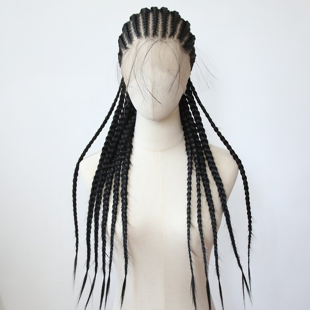 Honoeoy Perücke, synthetisch, geflochten, Full Lace, schwarz, Damen - Bild 1