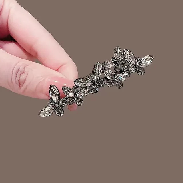 HIYAYZ Haarspange Schmetterling mit Strass und Federn, Damen - Bild 1