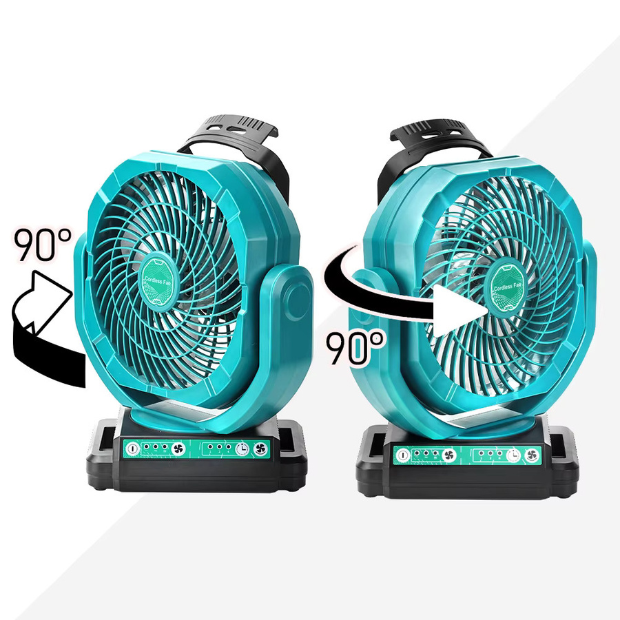 Kabelloser Oszillationsventilator für Makita 18V Akku, 3-Gang Baustellen- und Campingventilator in Türkis - Bild 3