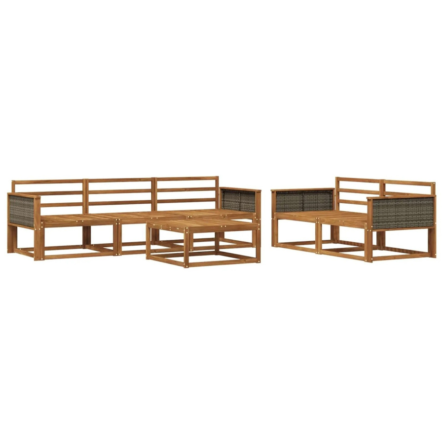 vidaXL Outdoor-Sofagarnitur aus Massivholz Akazie in Braun, 6-teiliges L-Shape Set mit Tisch und Sitzmöbeln - Bild 2