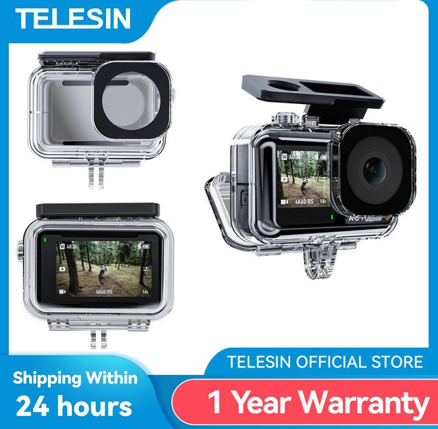 TELESIN Wasserdichtes Gehäuse für DJI Osmo Action 3, 4 und 5 Pro, Unterwasser-Tauchhülle in Transparent, 45m Tiefe - Bild 1
