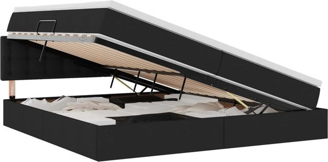 vidaXL Stauraumbett mit Matratze in Schwarz, B/T: 200 x 200 cm - Bild 1