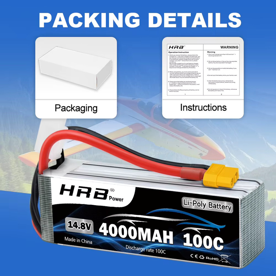 HRB 4S Lipo Batterie, 14,8V 4000mah 100C, mit XT60 Stecker, Zubehör - Bild 5