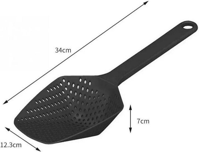 LChome Sieblöffel in Schwarz als großer Trichter und Sieb für frittierte Lebensmittel sowie Gemüse und Wasserfilter - Bild 1