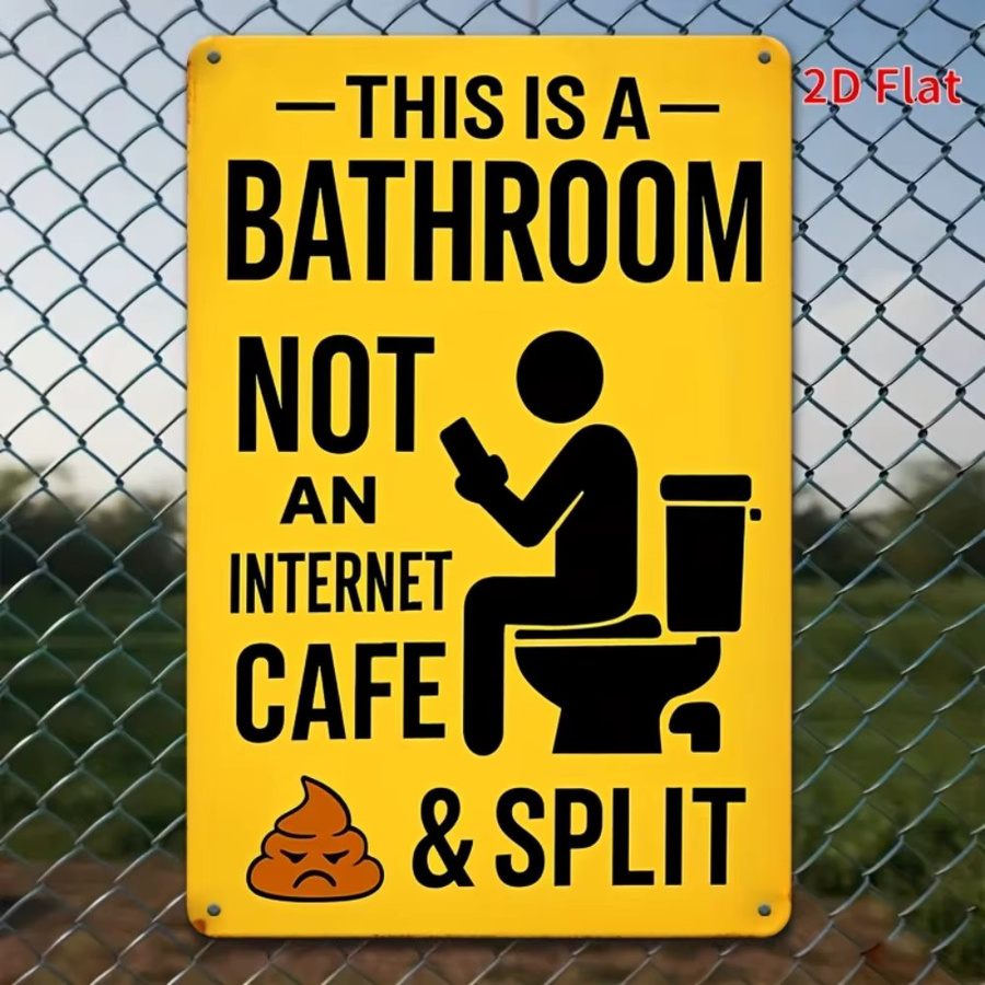 Retro-Blechschild CIFBUY für das Badezimmer This is Bathroom Not Internet Cafe, gelb, B: 20,3 cm, H: 30,5 cm - Bild 3