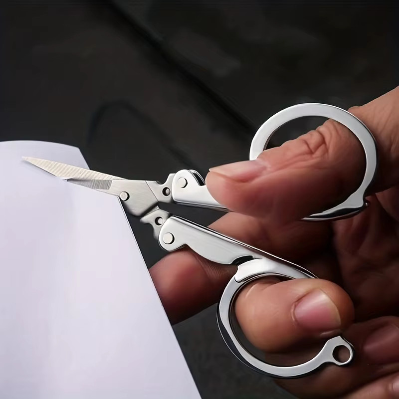 TWBEB Mini Klappschere aus Edelstahl in Silber für Reise, Nähen und Büro - Bild 2
