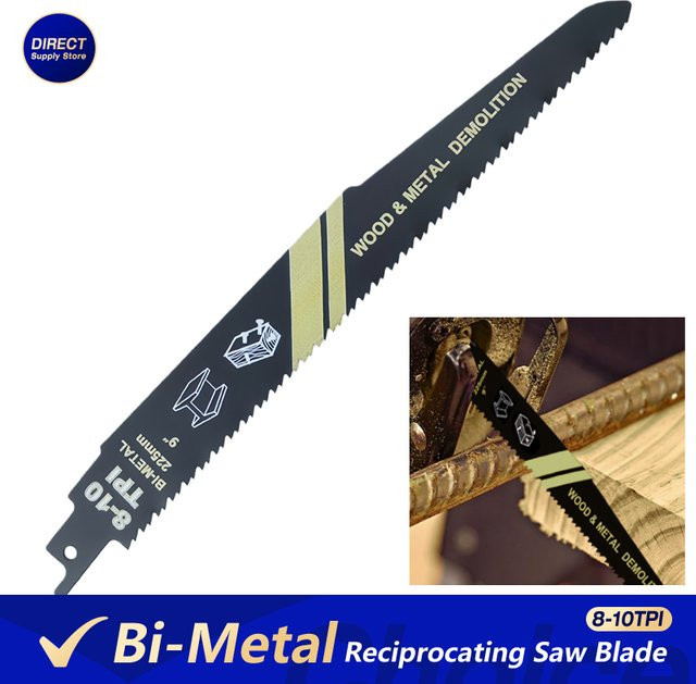 Realmote Säbelsägeblatt Bimetall 225 mm mit 8-10 TPI zum Schneiden von Holznägeln und Metallrohren - Bild 1