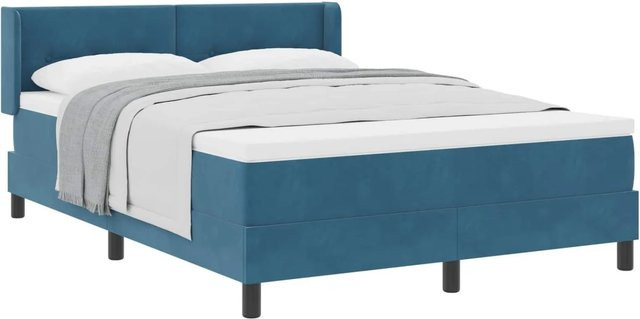 vidaXL Boxspringbett mit Matratze in Dunkelblau, Hybrid-Modell aus Holz und Textil, B/T/H: 160 x 200 x 280 cm - Bild 1