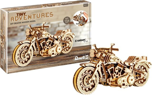 Revell Tiny Adventures Cruiser V-Twin Motorradmodell Bausatz Holz Grau - Bild 2