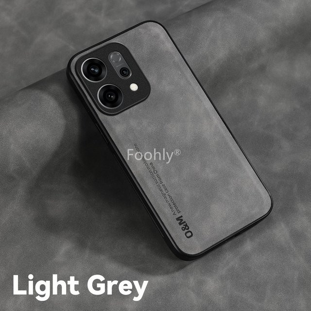 Magnetische Nubukleder Schutzhülle für OPPO Reno 15, 15F, 15FS, 14, 14F, 14FS 5G in Grau von Fundas - Bild 1